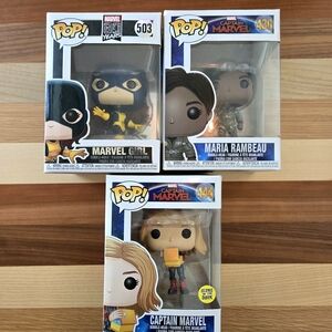 Funko Pop Marvel Figures Set: Captain Marvel, Marvel Girl, Maria Rambeau New